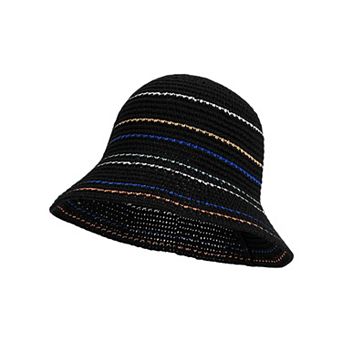 Womens Straw Bucket Hat Breathable Woven Sun Hat Lightweight Packable Summer Beach Hat