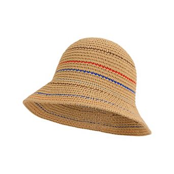 Womens Straw Bucket Hat Breathable Woven Sun Hat Lightweight Packable Summer Beach Hat