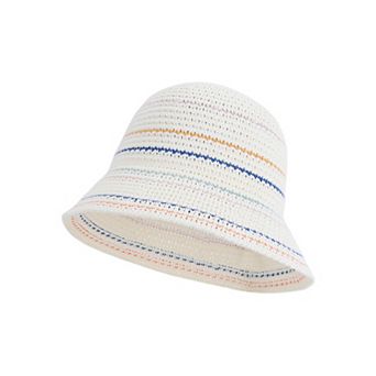 Womens Straw Bucket Hat Breathable Woven Sun Hat Lightweight Packable Summer Beach Hat