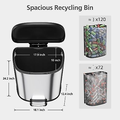 D Shape Kitchen Trash Can 50L/13.2 Gal,Smudge Resistant Step-On Garbage Can with Lid