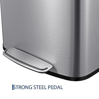 50L/13Gal Heavy Duty Hands-Free Stainless Steel Kitchen Trash Can