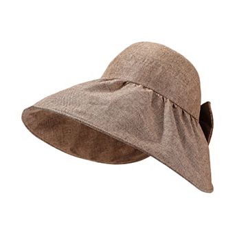 Womens Wide Brim Sun Hat with Bow Detail Breathable Foldable Summer Beach Travel Hat