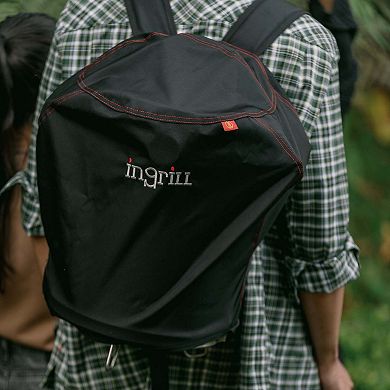 INGRILL Waterproof Grill Cover Backpack Canvas Carry Bag with Straps for Mini Barrel Grills