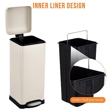 8 Gallon (30L) Step Trash Can, Stainless Steel Bathroom Garbage Can with Lid and Foot Pedal