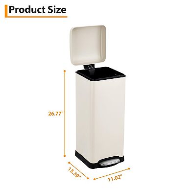 8 Gallon (30L) Step Trash Can, Stainless Steel Bathroom Garbage Can with Lid and Foot Pedal