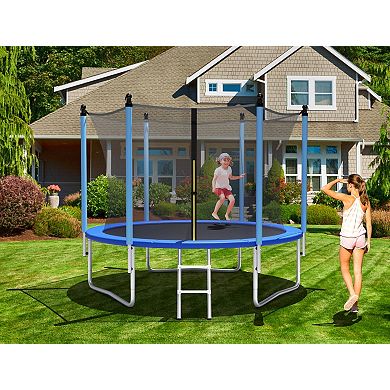 14-Foot Recreational Exercise Trampoline with Safety Enclosure Net