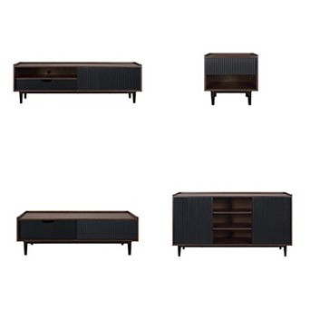 MANHATTAN COMFORT Duane Mid-Century Modern 4 pc Living Room Set