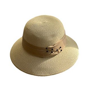 Womens Straw Sun Hat with Pearl Accent Band Lightweight Summer Beach Travel Hat