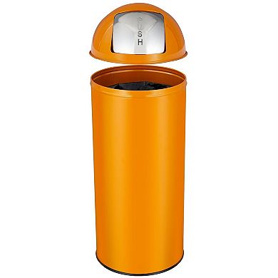 65 Liter Push Lid Trash Can,17Gallon Brushed Stainless Steel Garbage Can with Removable Inner Bucket
