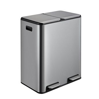 60 Liter / 16 Gallon Rectangular Hands-Free Dual Compartment Recycling Kitchen Step Trash Can