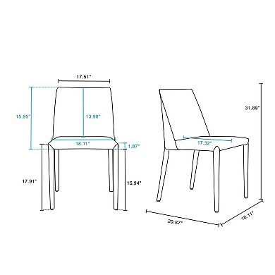 MANHATTAN COMFORT Paris Modern 6-Piece Faux Leather Upholstered Dining Chair Set