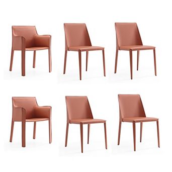 MANHATTAN COMFORT Paris Modern 6 pc Faux Leather Upholstered Dining Chair Set