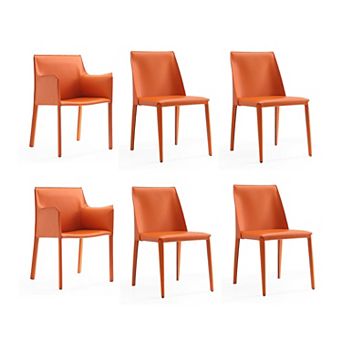MANHATTAN COMFORT Paris Modern 6 pc Faux Leather Upholstered Dining Chair Set