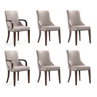 MANHATTAN COMFORT Shubert Modern 6 pc Faux Leather & Velvet Upholstered Dining Chair Set