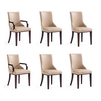 MANHATTAN COMFORT Shubert Modern 6 pc Faux Leather & Velvet Upholstered Dining Chair Set