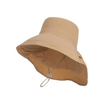 Wide Brim Sun Hat with Neck Flap Ponytail Opening Water Resistant Outdoor Hat for Women