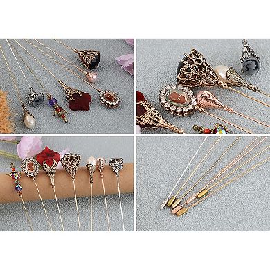 7Pcs Hat Pin Classic Vintage Long Needle Safety Pins Brooches Suit Tie Hat Scarf Set