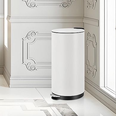30L/8 Gallon Round Trash Can, Modern Garbage Can with Soft Close Lid