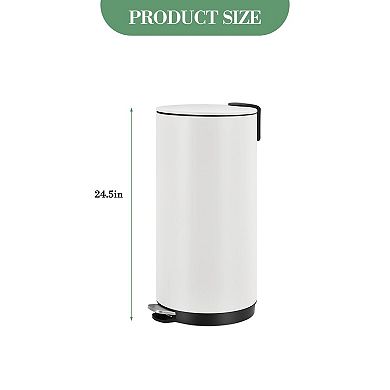 30L/8 Gallon Round Trash Can, Modern Garbage Can with Soft Close Lid