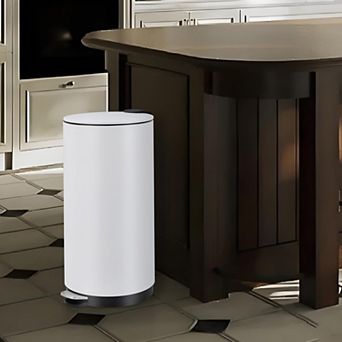 30L/8 Gallon Round Trash Can, Modern Garbage Can with Soft Close Lid