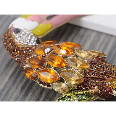 Hand Painted Beak Amazon Toucan Bird Crystal Rhinestone Pin Brooch