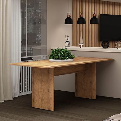 MANHATTAN COMFORT Nomad Modern Dining Table with Benches 3-Piece Set