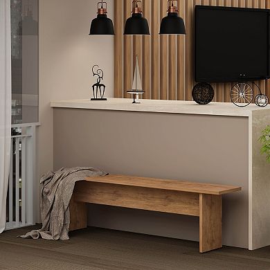 MANHATTAN COMFORT Nomad Modern Dining Table with Benches 3-Piece Set