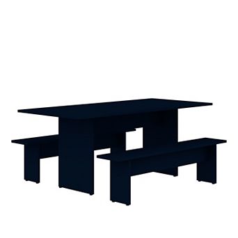 MANHATTAN COMFORT Nomad Modern Dining Table with Benches 3 pc Set