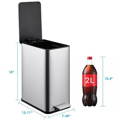 10 Liter / 2.6 Gallon Small Bathroom Step Trash Can with Lid Soft Close