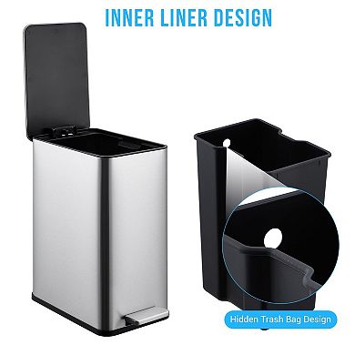 10 Liter / 2.6 Gallon Small Bathroom Step Trash Can with Lid Soft Close