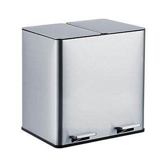 Dual Trash Can, 2x4 Gallon (2x15L) Stainless Steel Step Trash Can