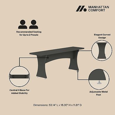 MANHATTAN COMFORT Coney Mid-Century Modern 3-Piece Dining Set with Curved Design