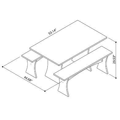 MANHATTAN COMFORT Coney Mid-Century Modern 3-Piece Dining Set with Curved Design