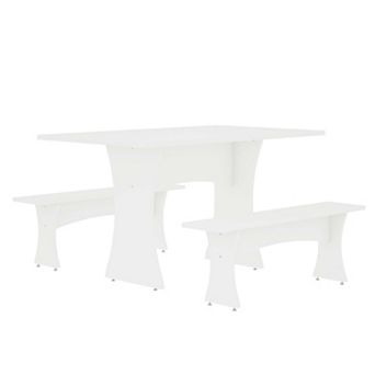 MANHATTAN COMFORT Coney Mid-Century Modern 3 pc Dining Set with Curved Design