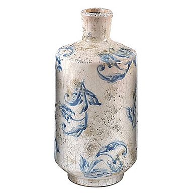 Hello Honey Various Decorative Terra-cotta Vases with Patterned Finish, Blue and White, Set of 3