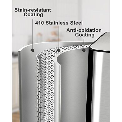 60L/16 Gal Kitchen Trash Can with Separate Lids,2×8 Gal Pedal Trash Bin with Removable Basket