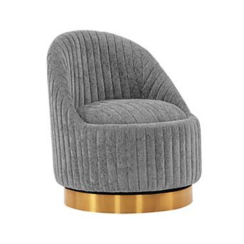 MANHATTAN COMFORT Leela Modern Chenille Upholstered Swivel Lounge Chair