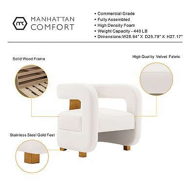 MANHATTAN COMFORT Amirah Modern Velvet Upholstered Lounge Chair
