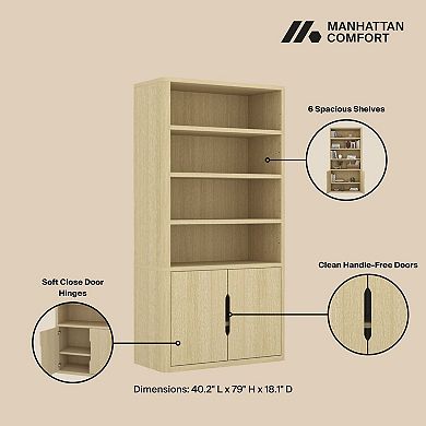 MANHATTAN COMFORT Rivington Modern 4-Shelf Bookcase Cabinet