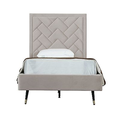 MANHATTAN COMFORT Crosby Modern Velvet Upholstered Twin Bed