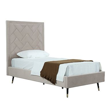 MANHATTAN COMFORT Crosby Modern Velvet Upholstered Twin Bed
