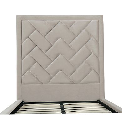 MANHATTAN COMFORT Crosby Modern Velvet Upholstered Twin Bed