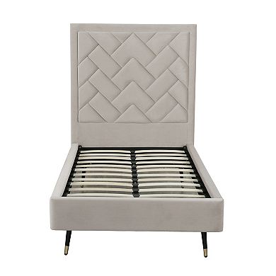 MANHATTAN COMFORT Crosby Modern Velvet Upholstered Twin Bed