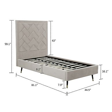 MANHATTAN COMFORT Crosby Modern Velvet Upholstered Twin Bed