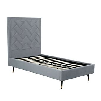 MANHATTAN COMFORT Crosby Modern Velvet Upholstered Twin Bed