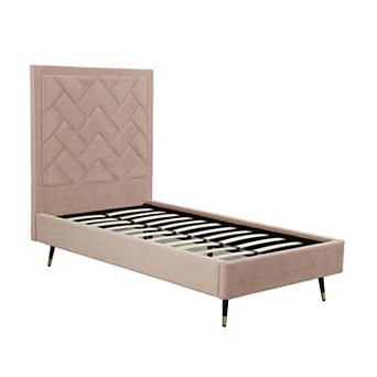 MANHATTAN COMFORT Crosby Modern Velvet Upholstered Twin Bed
