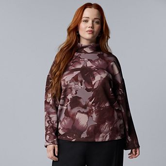 Plus Size Simply Vera Vera Wang Mock Neck Sweater