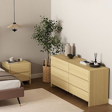 MANHATTAN COMFORT Linda Modern 2-Piece Dresser & Nightstand Set with 6 Drawers