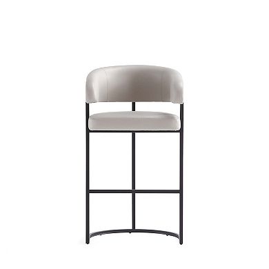 MANHATTAN COMFORT Augusta Faux Leather Upholstered Metal Bar Stool with Backrest