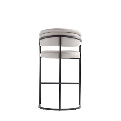 MANHATTAN COMFORT Augusta Faux Leather Upholstered Metal Bar Stool with Backrest